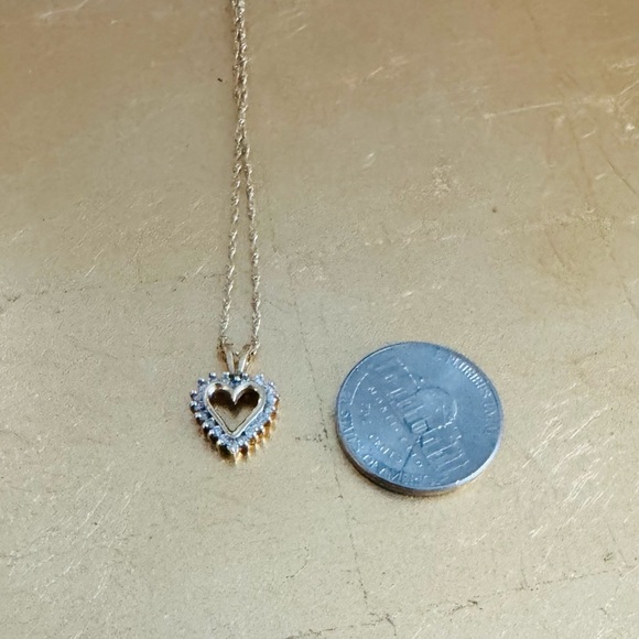 14K Yellow Gold Diamond Heart Pendant with Chain - Picture 4 of 7